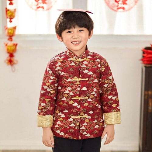 Boys Coat Chinese Style Boys Party Tang Suit Kids Chinese New Year Clothes Boys Traditional China Spring Coat