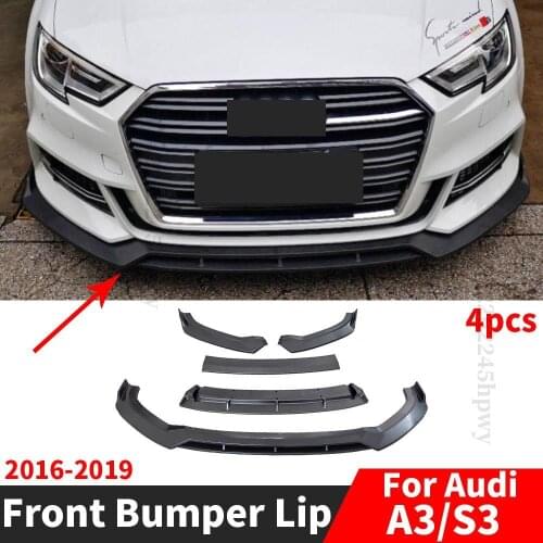 Lower Front Bumper Lip Chin Spoiler Deflector Protector Guard Decoration Body Kit Diffuser ForAudi A3 S3 2016 2017 2018 2019