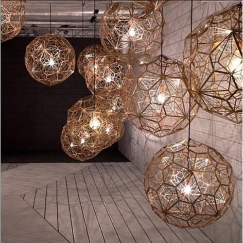 Stainless Steel Diamond pendant lights creative geometric lamps spherical personality Cafe dining room round pendant light