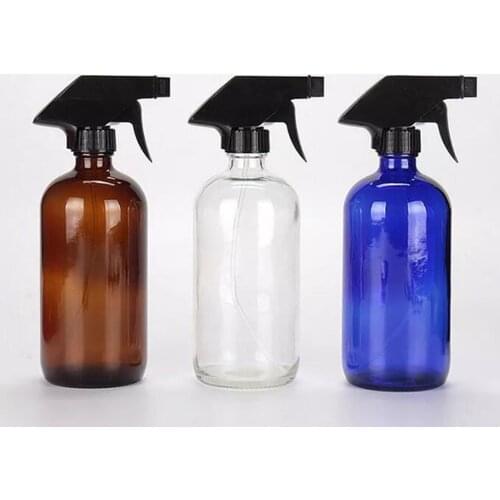 2pcs 250/500ml Boston Empty Amber/Blue Glass Spray Bottle amber 500ml