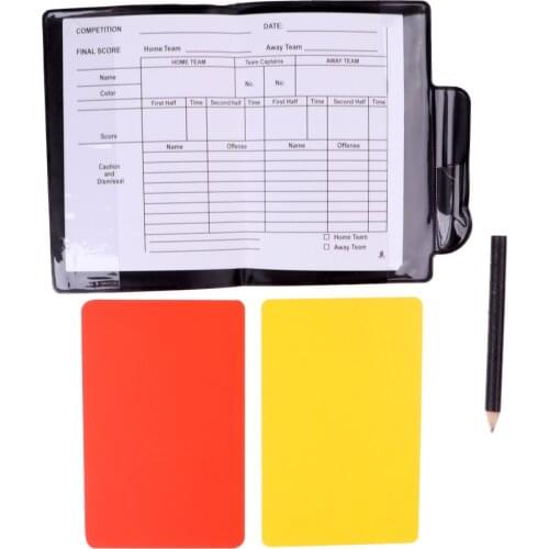 PVC 12x8cm Football Referees Wallet Notebook With Red Yellow Card Pencil & Score Sheet Soccer Score Set
