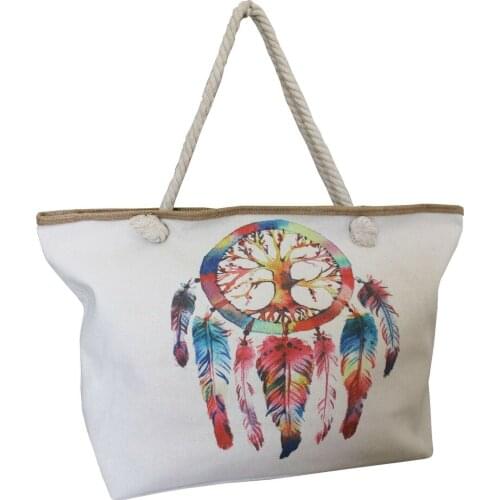 Bag With Dreamcatcher And Tree Of Life Canvas Strings Feathers Pearls Beach Dream catcher Bohemia Bohemian Chic Style