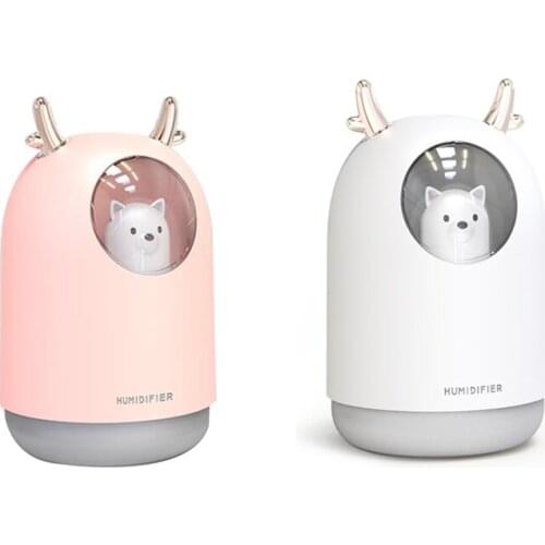 USB Humidifier 300Ml Cute Pet Ultrasonic Cool Mist Aroma Air Oil Diffuser Romantic Color LED Lamp Humidificador