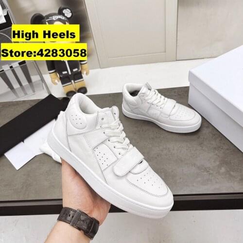 RunWay Casual Designer Women Trainer White Genuine Leather Patchwork Lace Up Breathable Thick Sole Casual Shoes Bumper Sneakers