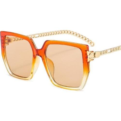 Oversized Orange Green Square Sunglasses Women Fashion Shades 2021 Big Frame Gradient Sun Glasses Female Clear Eyeglasses