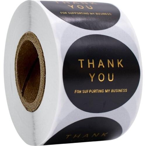 1.5 inch Thank You Stickers Small Business 500pcs Gold Foil Decorative Sealing Label Sticker for Shipping Boxes/Poly Mailers