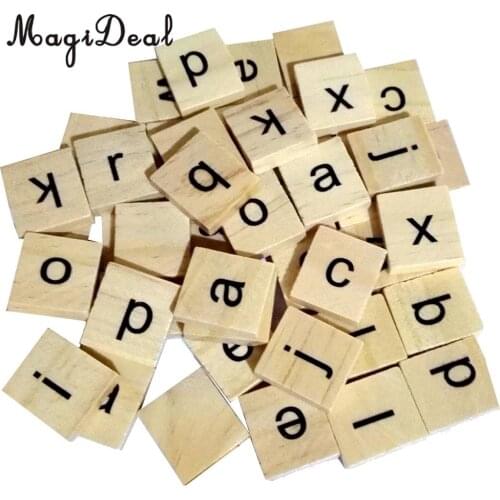100Pcs/Pack Puzzle Tiles Wood Alphabet Letter Scrapbook Craft Educational Squares for Kids Children Toys School Supplies