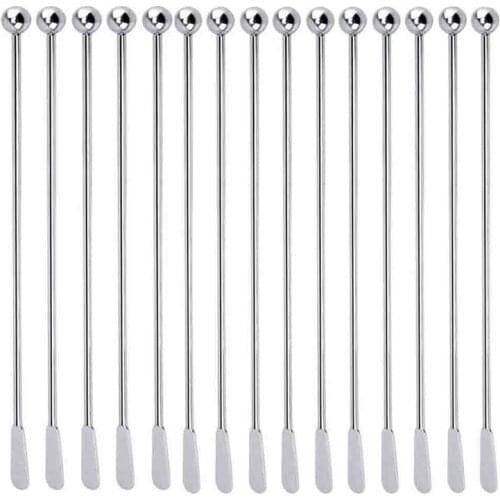 15 Pcs Reusable Swizzle Sticks Coffee Stirrers Beverage Stir Sticks Stainless Steel Cocktail Swizzle Sticks with Small Rectangul