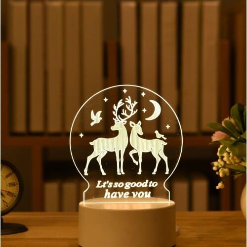 3D Table Lamp Acrylic USB LED Night Light Christmas Party Wedding Decoration Night Light Heart-shaped Neon Light