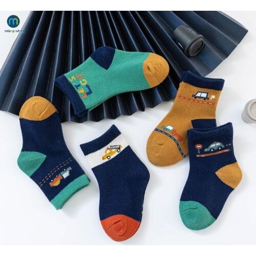 5 Pairs/Lot Fashion Cartoon Car Pattern Cotton Kids Socks Childrens Baby Boys Socks 1-12 Years Socks For Boy Mens Miaoyoutong
