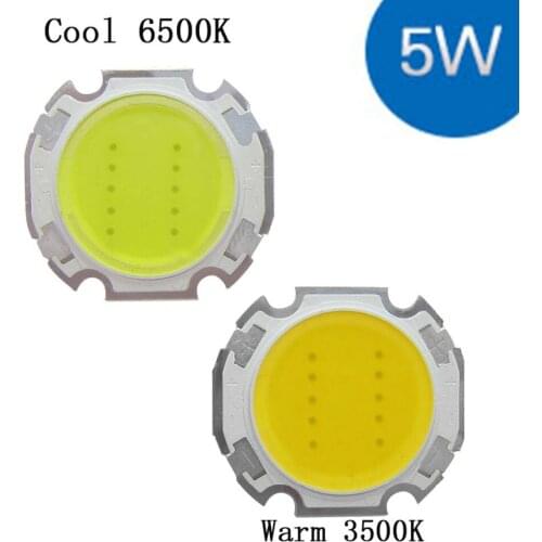 5W Cool / Warm White High Power Round COB LED SMD Light Part Bulb Lamp 500LM DC15-17V