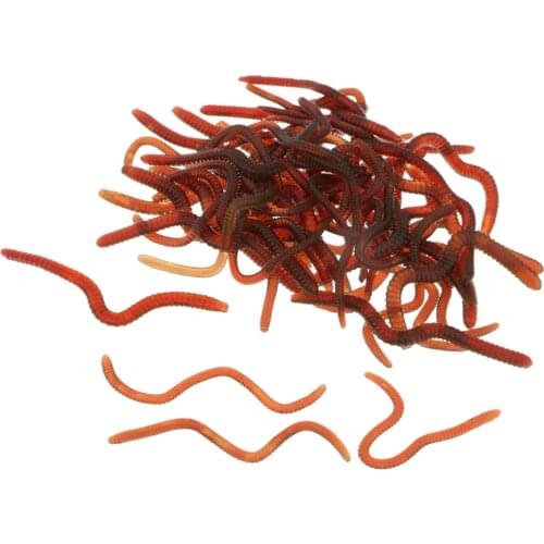 50 Pieces Artificial Soft Silica Gel Earthworm Fishing Lure Simulation Fishing Bait