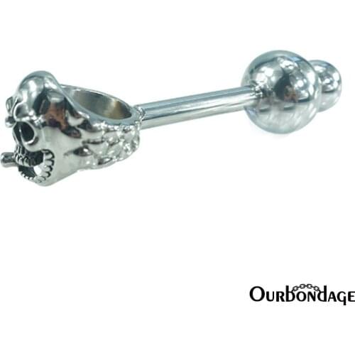 Ourbondage Stainless Steel Skull Ring Handle Anal Dilator For Woman Men Gay Douche Enema syringe Butt Plug Anal Sex Toys