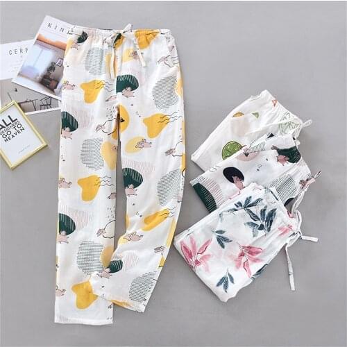 Printed Pants Women Lounge Wear 2021 Summer Female Sleepwear Casual Thin Home Pants Femme Pantalon Loose Trousers Sleep Bottoms