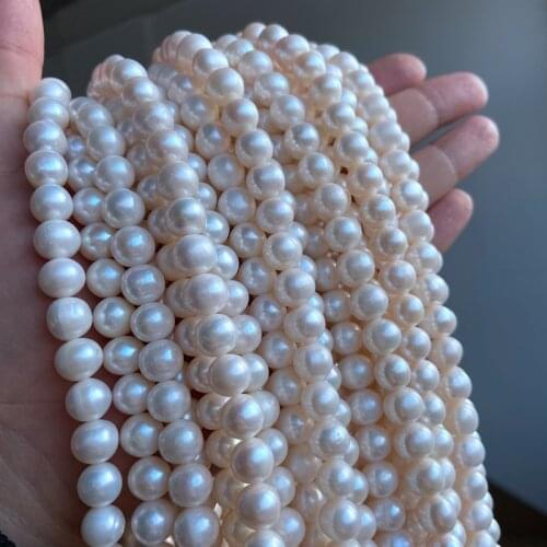 High Quality 9-10MM Natural white round freshwater loose pearls beads for jewelry making Bracelet Necklace Women Elegant gifts