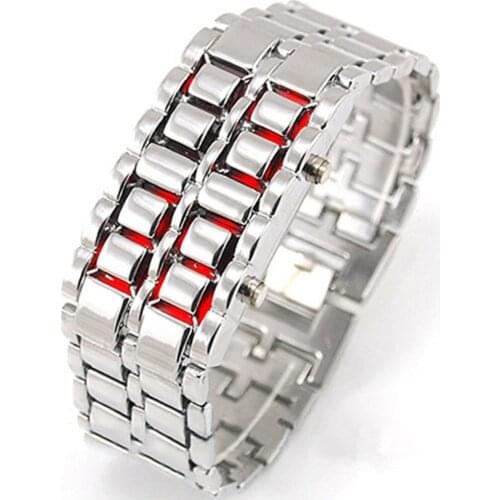 Volcanic Lava Style Iron watch Men Women Bracelet Digital Samurai Metal Stainless Steel LED Wrist Watch Best Gift Fashion watch