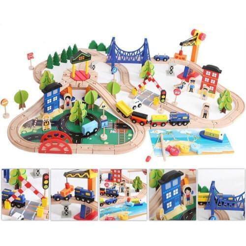 Wooden Small Train Track Toys 108pcs Korean Track Accessories Childrens Educational Puzzle Handmade Assemble Toy