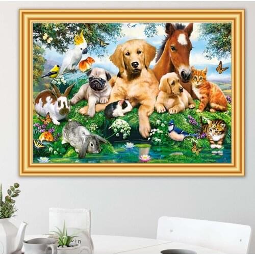 DIY 5D Diamond Painting Animals Horse Dog Cat Cross Stitch Kit Full Drill Embroidery Mosaic Art Picture of Rhinestones Gift Sale