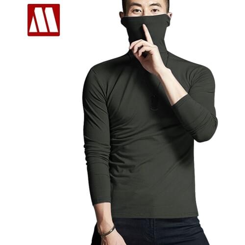 Elastic Cotton Mens Thermal Underwear Winter Turtle Neck Tops High Collar Long Johns XXXL Big size Man Long Sleeve Undershirt
