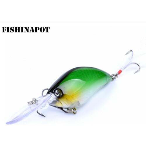 FISHINAPOT 1PCS Laser Crank Fishing Lure 11cm /18g Wobbler Artificial Fishing Hard Bait with Feather Hooks Crankbait Tackle