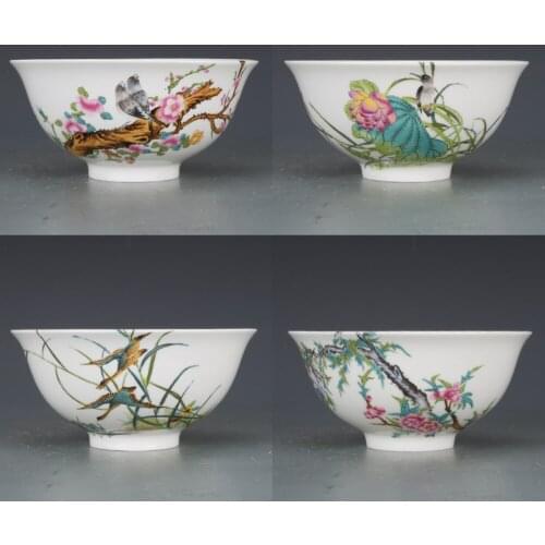 Qing Dynasty Qianlong enamel color ceramic bowl plum orchid bamboo chrysanthemum set bowl antique porcelain antique porcelain an