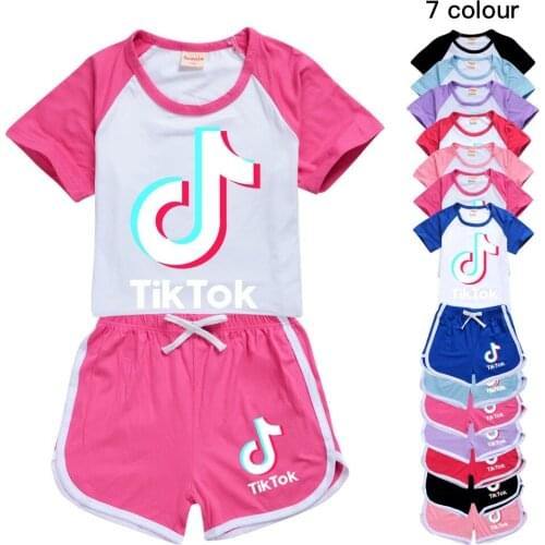 TIK TOK Summer Kids Boys Clothes Sets Girls T-Shirts + Sports Shorts 2PCs Outfits Toddler Boys Clothing Set 2-16Year