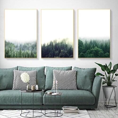 Forest Landscape Canvas Prints Minimalist Nature Wilderness Poster Tree Wall Art Forest Painting Picture Living Room Home Decor