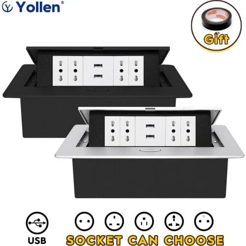 Metal Al Panel 45Module Italy/Universal Standard Hidden Type Table Socket USB office home kitchen cabinet desktop Network white