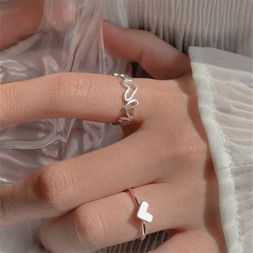 ZN Fashion Silver Color Hollowed-out Heart Shape Open Ring For Women Girl Design Cute Fashion Love Jewelry Gifts Adjustable