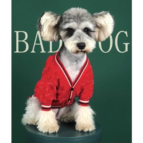Fashion Dog Sweater Self Designed Cardigan Printed Single Breasted Gentleman Dog Clothes Teddy Tide Brand Coat