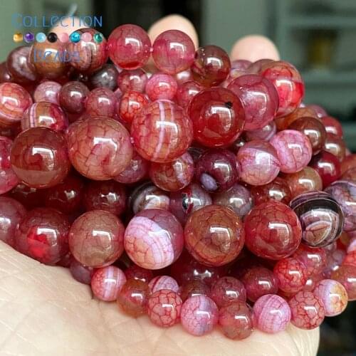 Natural Red Dragon Veins Agates Stone Spacer Round Bead For Jewelry Making 6-10 MM DIY Bracelets Accessories Wholesale 15
