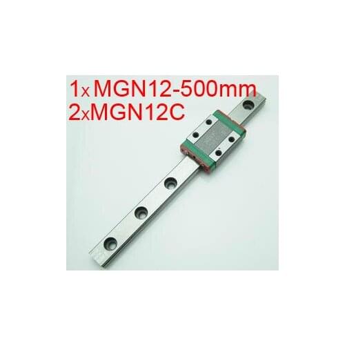 New MGN12 12mm linear rail MR12 MGN12-500mm miniature linear slide = 1pcs 12mm L-500mm rail+2pcs MGN12C carriage