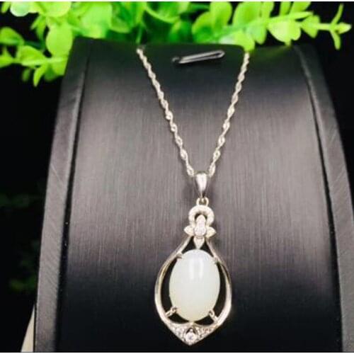 New Style Hetian Jade Hot Sales Men Women Necklaces & Pendants 925 Silver Mosaic Trendy Charm Party Jewelry