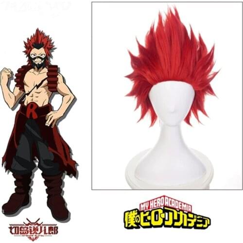 Anime My Hero Academia Kirishima Eijiro Short Red Cosplay Wig Boku no Hero Academia Halloween Costume Boots Shoes Synthetic Hair