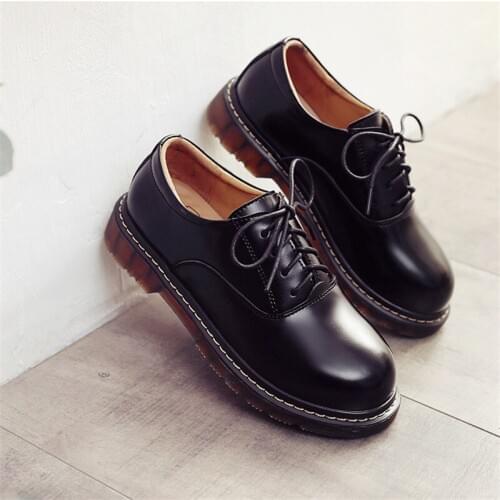 Vintage Casual Harajuku Ladies Shoes Spring Autumn Women Oxford Shoes New 2020 Womens Brogue Flats Shoes Solid Leather Oxfords