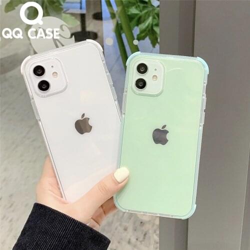 Shockproof Bumper Transparent Phone Case For iPhone 12 Mini 11 Pro Max 7 8 Plus SE 2020 X XS MAX XR Candy Frame Clear Soft Cover