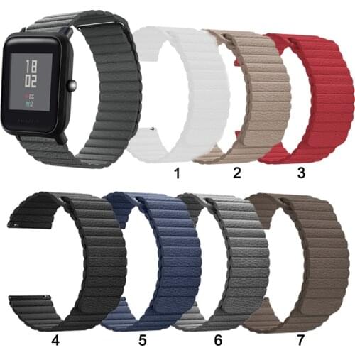 20mm 22mm Leather Loop Magnetic Band Strap For Huami Amazfit Bip Lite S U for Huami GTS 2 GTR 42mm Neo Replacement band strap