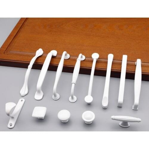 Aluminium Alloy White Cabinet Handles Kitchen Closet Door Knobs and Cupboard Handles Drawer Pulls Furniture Handle