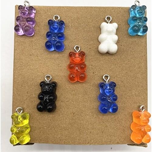 10pcs Simulated Small Resin Color Candy Color Jelly Color Bear Earrings Earrings, Stud Pendant, DIY Jewelry Accessories