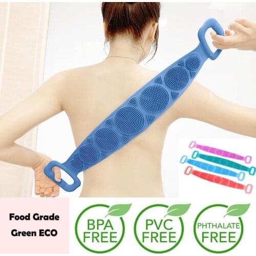 Silicone Back Bath Body Brush Back Scrubber Massage Shower Rubbing Back Belt Exfoliating Dead Skin Towel Scrub Cleaning Bathroom