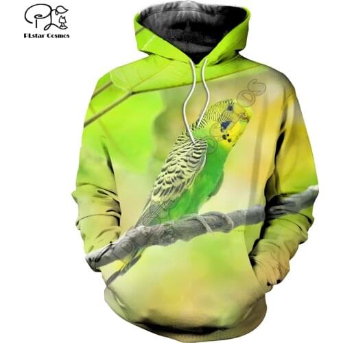 PLstar Cosmos Animal Parrot Flower Bird Tracksuit Retro Funny Streetwear 3D Printed Zip Hoodies/Sweatshirts/Jacket style-99