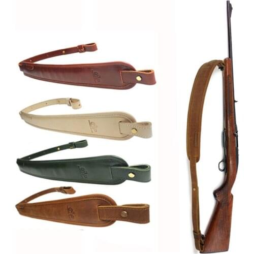 Tactical Rifle Gun Sling Shoulder Pad Handmade Leather Shotgun Strap Belt Adjustable 83-105CM Hunting Gun Accessories