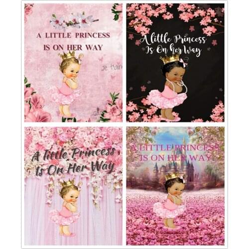 Pink Flower Petals Backdrop A Little Princess is on the Way Backgrounds Baby Shower Party Decor Photo Booth Studio Prop