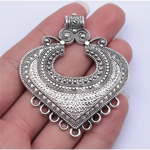 Tristana 2pcs 61x53mm Antique Silver Color Heart-Shaped Necklace Connector For Jewelry Making DIY Jewelry Findings