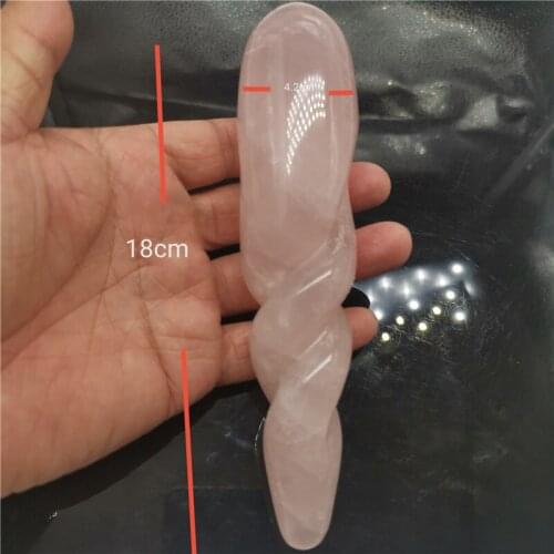 1pcs Natural rose quartz spiral crystal wand hand carved crystal gem yoni massage wand healing wand