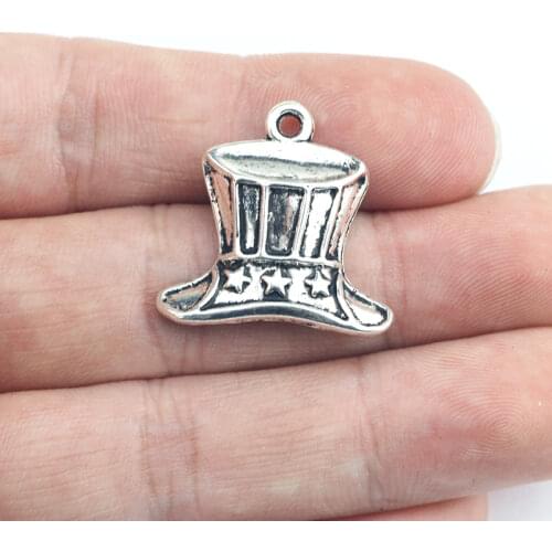 Newest 10Pcs 24*25mm Antique Silver Color Magical Hat Charms Fashion Necklace Keychain Pendant For DIY Jewelry Making Findings