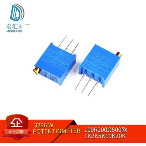 10pcs 3296W 3296 50 100 200 500 ohm 1K 2K 5K 10K 20K 50K 100K 200K 500K 1M ohm 103 100R 200R 500R Trimpot Trimmer Potentiometer