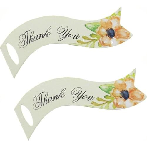 200pcs Flower Wave Gift Paper Tags Beige Thank You Candy Baking Cookie Tags Label Decorative Tag Box Tag Wedding Party Favor