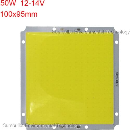 100x95mm 50W Ultra Bright Rectangle LED COB Light Strip DC 12V 14V 6500K Cold White Square DIY COB Lamp 100MM