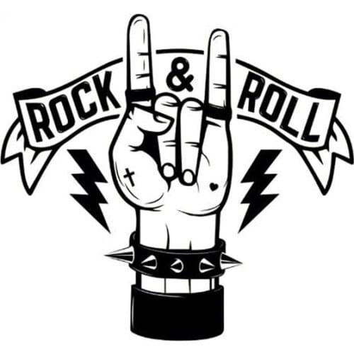 14.8CM*13.7CM Fashion Music Rock & Roll Hand Vinly Motorcycle Black/Silver Car Sticker